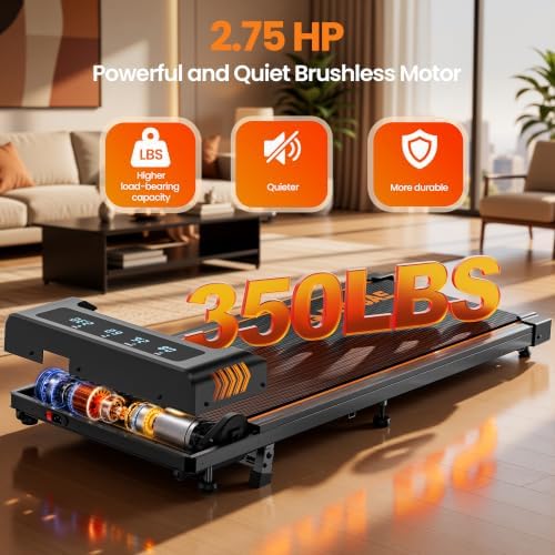 Walking Pad with Incline, FOUSAE 6.2MPH Walking Pad Under Desk Treadmill with 10% Incline, Full Screen LED Display, 2.75HP Brushless Drive, 12 HIIT Programs, Remote Control, 350 LBS Capacity - Image 7