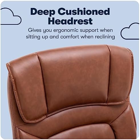 Serta Executive Office Chair with Lumbar Support, Padded Arms Leather Chair - Image 6