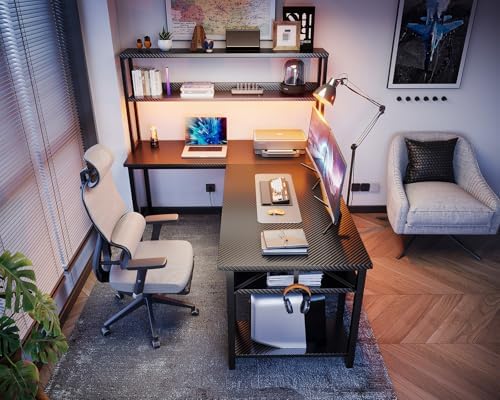 ODK 53 Inch L Shaped Gaming Desk with Hutch & Headphone Hook - Image 7