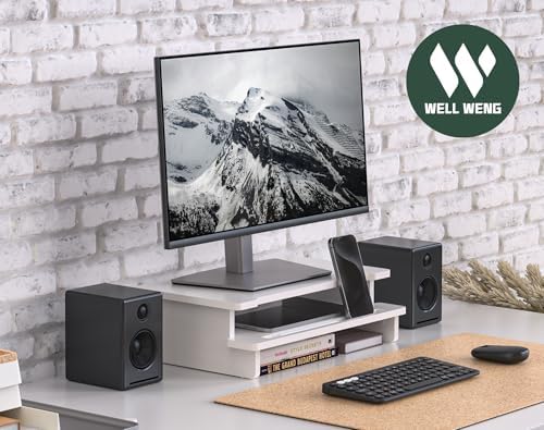16.5” Bamboo Monitor Stand with Phone & Tablet Holder Desk Shelf - Image 7