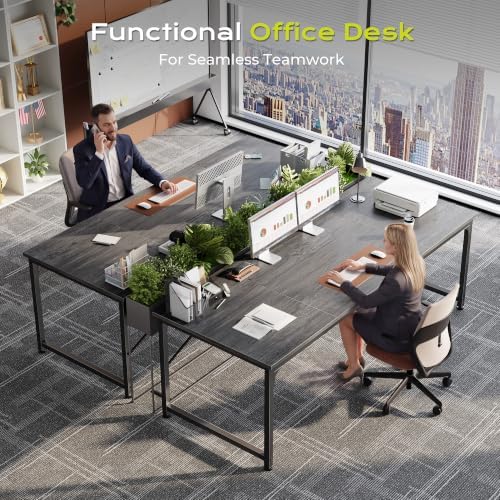 PRAISUN 63 Inch Computer Desk, Office Desk, Spacious Desktop, Grey - Image 7