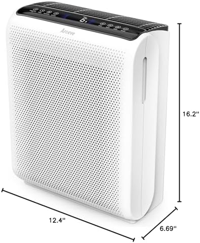 AROEVE Air Purifier for Large Rooms up to 1504 Ft² - 5 Layer Filter System for Smoke, Pollen, Allergies & Pet Dander, Features Air Monitor, Sleep Mode & Timer, MK07 White (Pack of 3) - Image 2