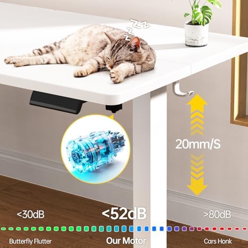 Veken 63×27.6 Inch Large Electric Standing Desk, Gaming Table, White - Image 6
