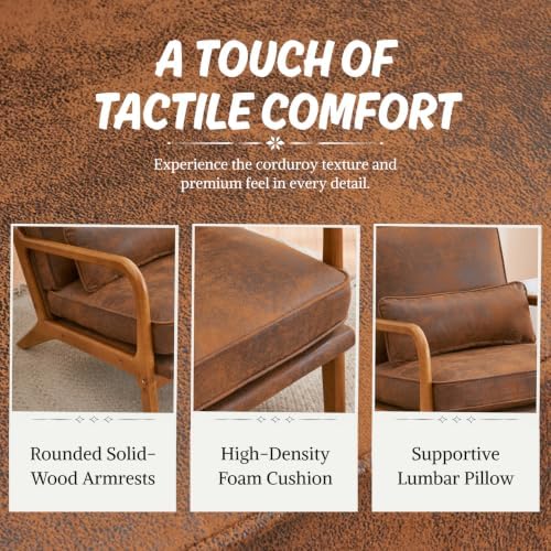 Karl home Mid-Century Modern Accent Reading Chair, Brown - Image 6