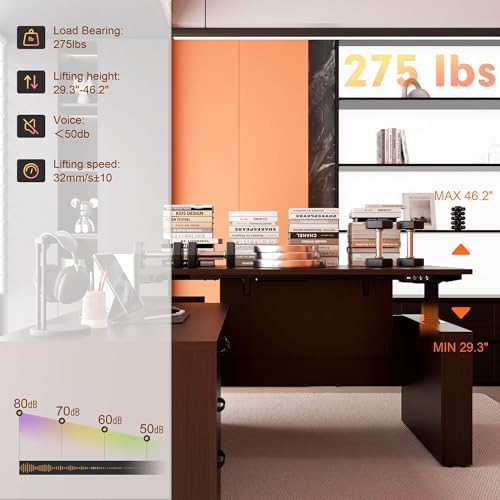 66.93" L Shaped Executive Standing Desk with Lockable Cabinet - Image 6