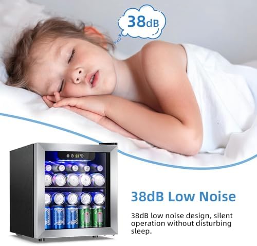 Antarctic Star Mini Fridge for Bedroom, 48 Can & 12 Wine Bottle Beverage Refrigerator with Stainless Steel Glass Door, Digital Temperature Display, Electronic Control Drink Cooler, Silver - Image 7