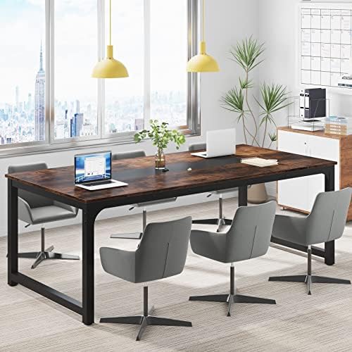 Tribesigns Modern Computer Desk, 78.7 x 39.4 inch X Large Executive Office Desk Computer Table Study Writing Desk Workstation for Home Office,Rustic/Black - Image 7