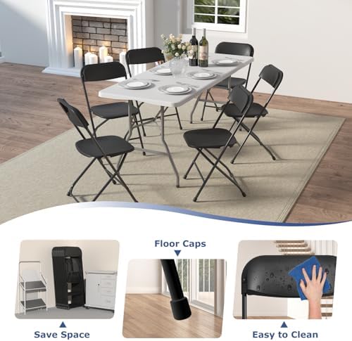 50 Pack Black Folding Chairs for School Events Wedding Party Picnic - Image 7