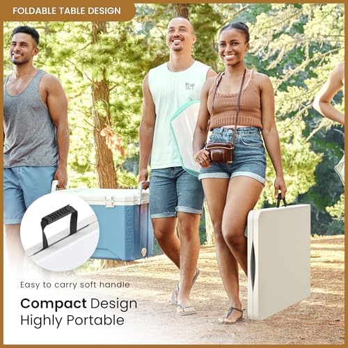 5.5 Feet ADJUSTABLE Foldable Table with Built in Handle & Steel Legs | 5.5FT Heavy Duty Folding Portable | Perfect for Party, Dining, Wedding, Events, Picnic Indoor, Outdoor, Camping, Utility, Folding - Image 6