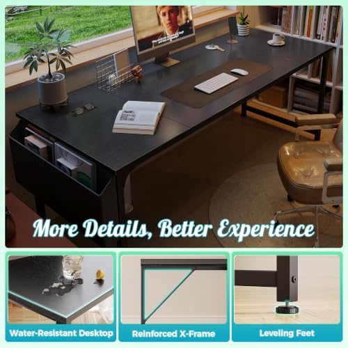 PRAISUN 71'' Computer Desk with Fabric Storage Bag - Image 7