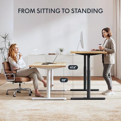 FLEXISPOT 55" x 28" Solid Bamboo Standing Desk, Black Oval Legs - Image 6