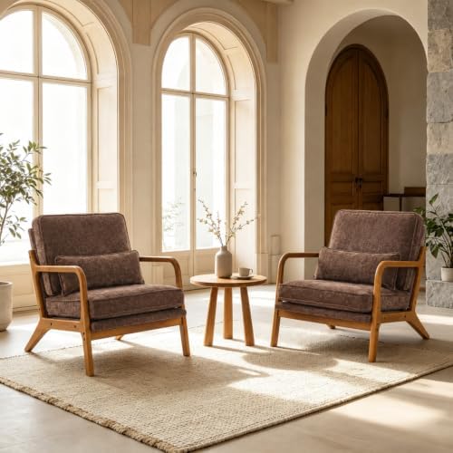 Karl home Mid-Century Modern Accent Reading Chair, Brown - Image 6