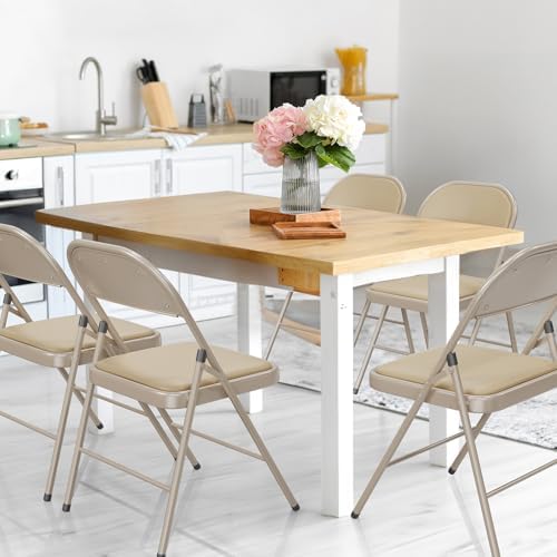 VINGLI 20 Pack Folding Chairs with Padded Seats, Metal Frame with Pu Leather Seat & Back, Capacity 350 lbs, Set of 20, Khaki - Image 7