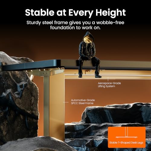 ErGear Height Adjustable Electric Standing Desk, 32 x 19 Inches Sit Stand up Desk, Memory Computer Home Office Desk, Black+Gold - Image 7
