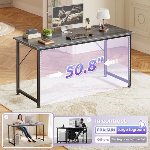 PRAISUN 55 X 20 Inch Computer Desk, Power Outlets, USB-C, Grey - Image 7