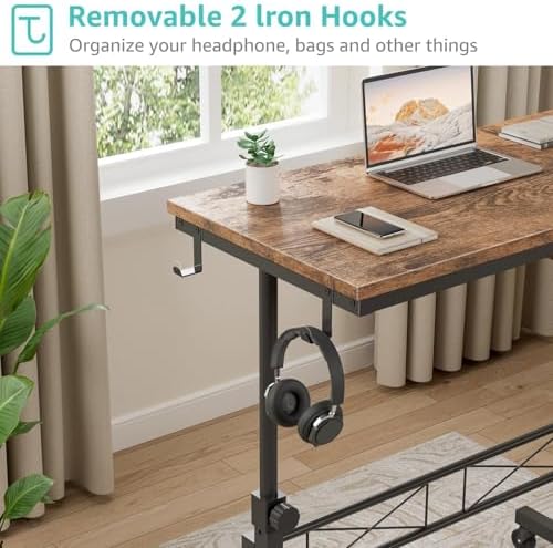 Small Portable Rolling Standing Desk - 32 Inch Adjustable Height Mobile Stand Up Desks with Wheels for Treadmill Walking Pad, Teacher Podium for Classroom, Couch Sofa Side Laptop Table, Rustic Brown - Image 7