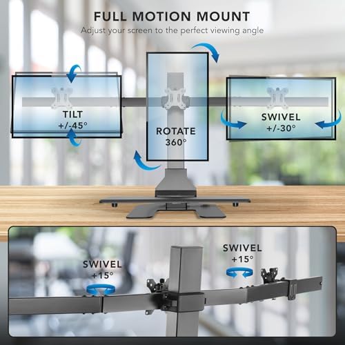 Mount-It! Triple Monitor Electric Standing Desk Converter - 3 Screens Stand Up Desk Riser - Height Adjustable Desktop & 3 Mounts for Screens up to 32", Sit-Stand Convertor for Home, Office, School - Image 6