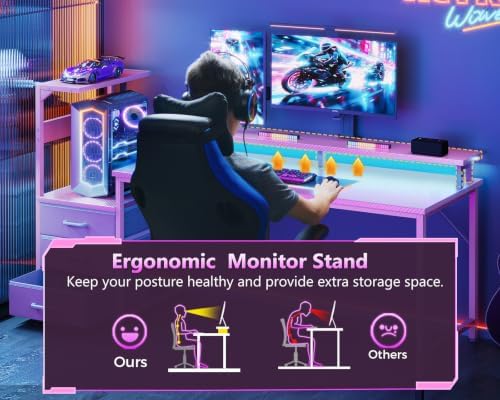 AODK Gaming Desk w/PC Showcase Stand, 59" Reversible, RGB LED - Image 6