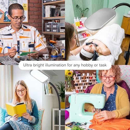 Brightech Litespan Slim LED Floor Reading Lamp with Adjustable Gooseneck for Living Rooms & Offices, Dimmable Standing Lamp for Bedroom - Silver - Image 7