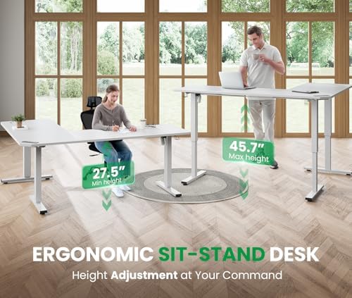 63x55 L-Shaped Electric Standing Desk with Charging Station - Image 7
