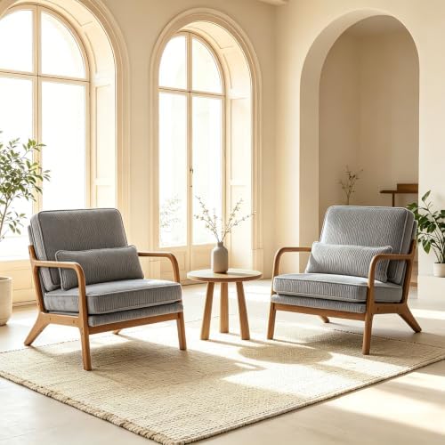 Karl home Mid-Century Modern Accent Reading Chair, Grey - Image 6
