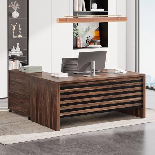 Tribesigns 62.2" L-Shaped Executive Desk with Mobile File Cabinet - Image 6