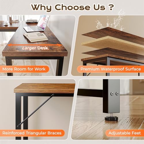 Huuger 63 Inch L Shaped Desk with 0.95 Inch Thicker Desktop - Image 7