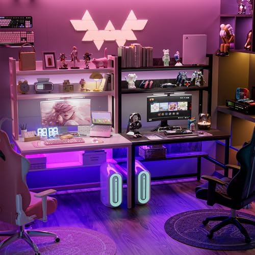 Aquzee Pink Desk with Shelves, Computer Desk with Hutch, 47 Inch - Image 7
