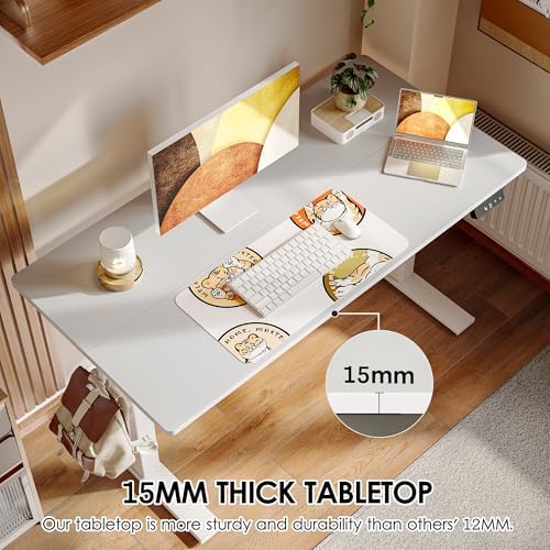 TIQLAB Electric Standing Desk, Adjustable Height Stand up Desk, 55 * 24 Inches Sit Stand Home Office Table with Splice Board, White - Image 6