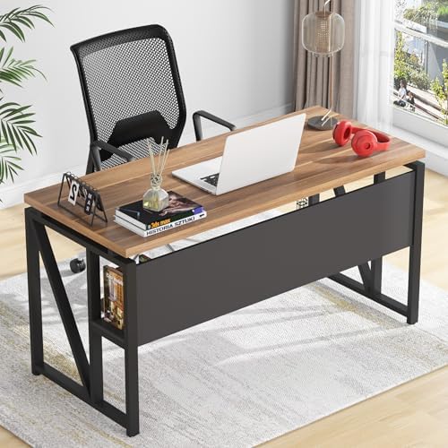 Tribesigns 55-inch L Shaped Desk with Drawer Cabinet, Executive Computer Desk and lateral File Cabinet, 2 Piece Home Office Furniture with Drawers for Hanging File, Doors with Locks (Brown, 55 inches) - Image 6