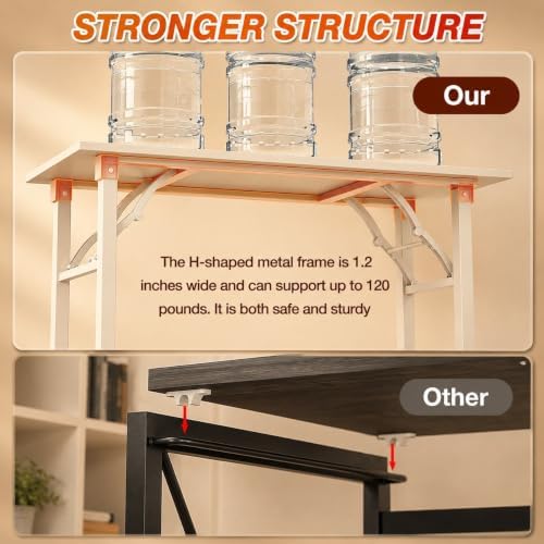 Folding Table Computer Desk - 55.1" No Assembly Folding Desk Design and Foldable Office Desk, Small Desk for Bedroom, Compact Storage Portable Use for Dorm and RV Small Space, White Ash - Image 6