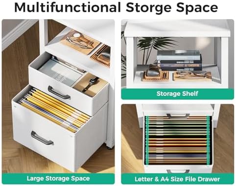 Coleshome 55 Inch L Shaped Office Desk with 6 Drawers, Power Outlet, White - Image 6