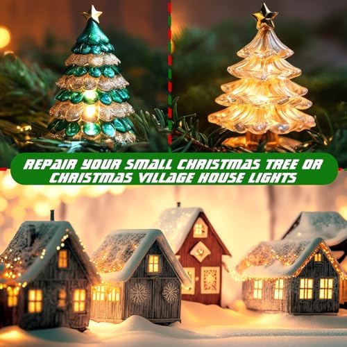 Honoson 3 Pack Small Christmas Ceramic Tree Light Kit with LED Bulb - Image 6