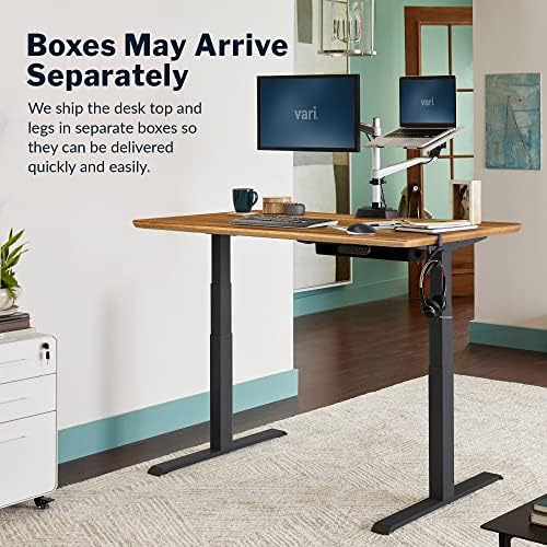 Vari Classic Electric Standing Desk - VariDesk Height Adjustable Sit/Stand Desk - Dual Motor with Memory Presets, Stable T-Style Legs - Gaming or Home Office Workstation - 60”x30”, Butcher Block - Image 6