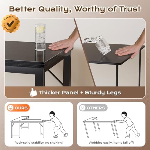 Huuger 55 Inch L Shaped Desk with Power Outlets & 0.95 Inch Thicker Desktop - Image 7