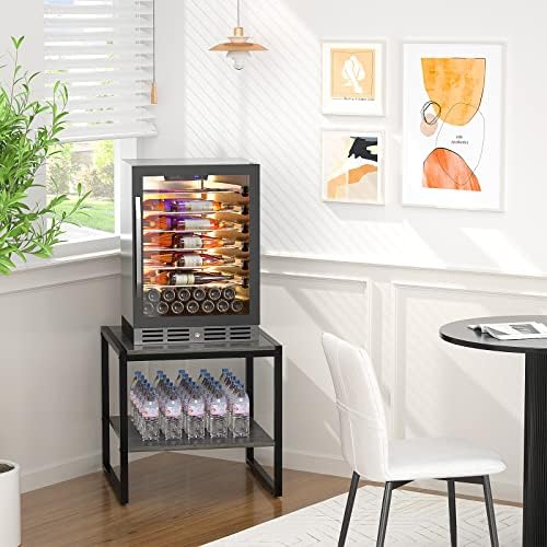 Homieasy End Table, 20 Inch Square Side Table, Mini Fridge Stand, Black Oak - Image 7