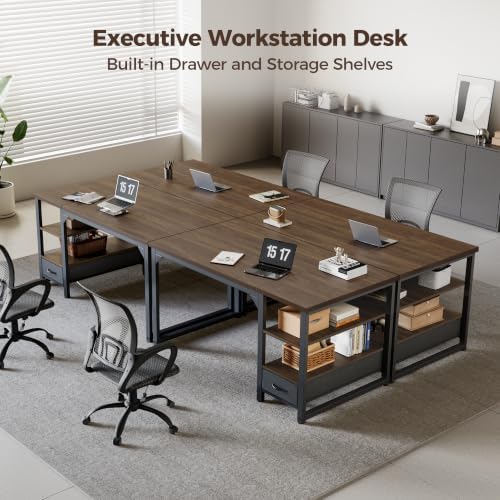 Mericonia 54 in Computer Desk with Drawer, 1" Thick Reversible Office Desk - Image 7