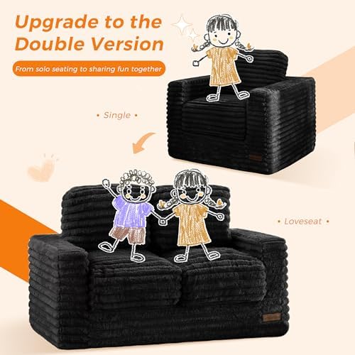 MAXYOYO Kids Bean Bag Chair, Comfy Upholstered Bean Bag Sofa with Filler - Image 6