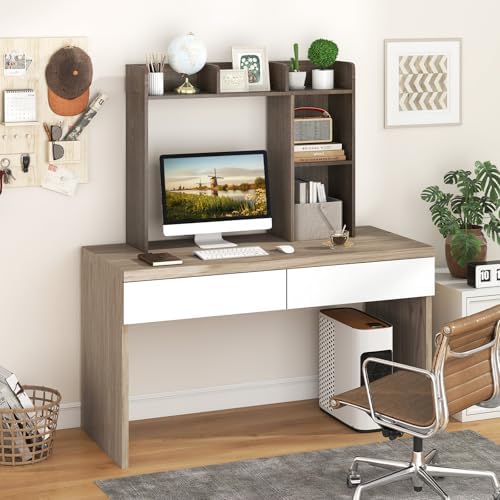 Desktop Bookshelf, 3-Tier Desk Organizer Shelves w/ 5 Display Rack - Image 7