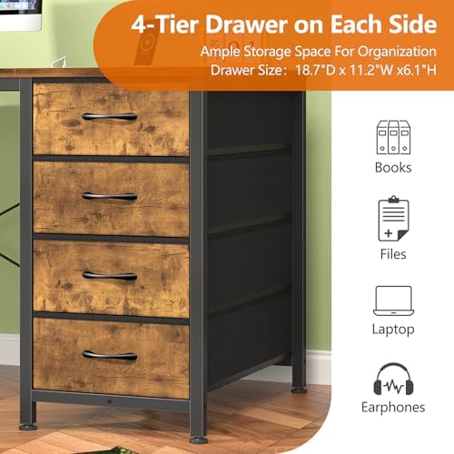 50 Inch Computer Desk with 8 Drawers for Home Office, Bedroom, Living Room - Image 7