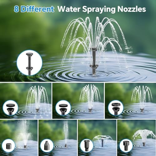 POPOSOAP Solar Fountain Pump with Pond Filter Kit Built-in 3000mAh Battery Backup, 8W Solar Water Fountain Pump, Pond Filters for Outdoor Ponds Bird Baths DIY Water Feature - Image 6
