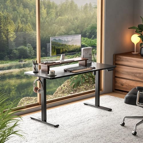 Veken 63×23.6 Inch Large Electric Standing Desk, Gaming Table, Black - Image 7