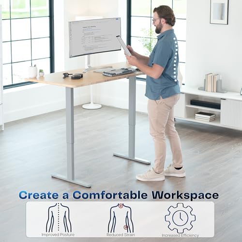 VIVO Gray Dual Motor Electric Standing Desk Frame, DESK-E-200G - Image 6