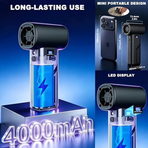 2-in-1 Vacuum and Blower, 110,000 RPM Compressed Air Duster, 160g Powerful Jet Dry Blower, Smart LED Display & Magnetic Nozzles, Cordless Air Duster for PC Cleaning Kit, Keyboard, Car Detailing - Image 6