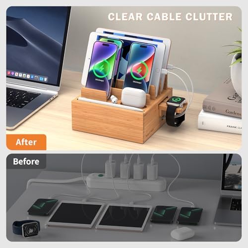 Pezin & Hulin Bamboo Charging Station for Multiple Devices with 5-Port HUB - Image 7
