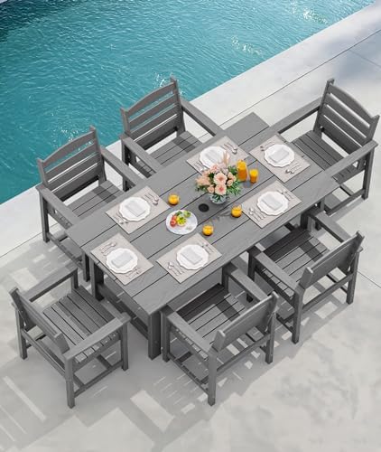 SERWALL Patio Dining Chair Set of 2,All Weather HDPE Dining Chair, Gray - Image 6