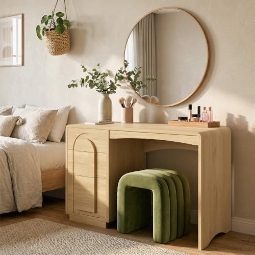 Bestier 47" Home Office Desk with 3 Drawers, Executive Style, Natural Oak - Image 6