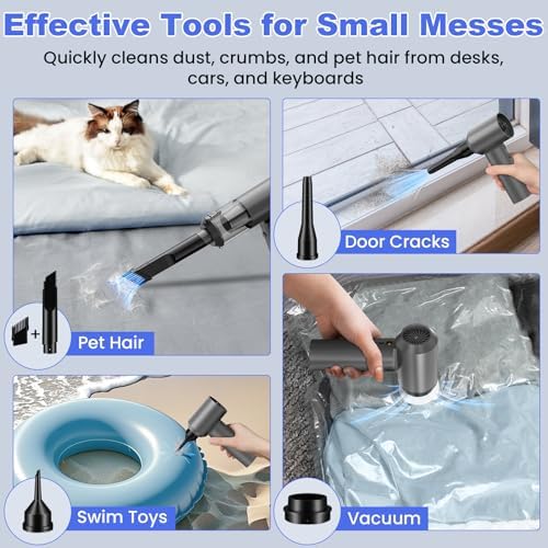 Car Vacuum Portable Cordless with 16000PA Ultra Suction 4-in-1 Foldable Air Duster & Brushless Motor Rechargeable Handheld Vacuum for Pet Hair, Car Seats, Home & Office Cleaning - Image 6