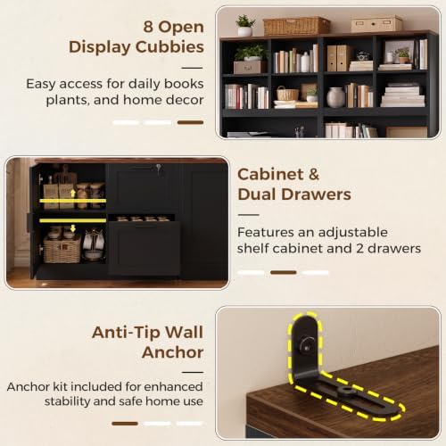 Homieasy Vertical File Cabinet Bookcase with Printer Stand & Outlet, 2 Pack - Image 7