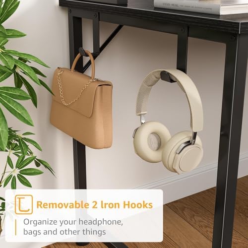 DLisiting Black Computer Desk with Hutch & Drawers - Office Desk with 3 Storage Drawers and Power Outlets, 47 Inch Modern Study Writing Desk for Bedroom Home Office - Image 7